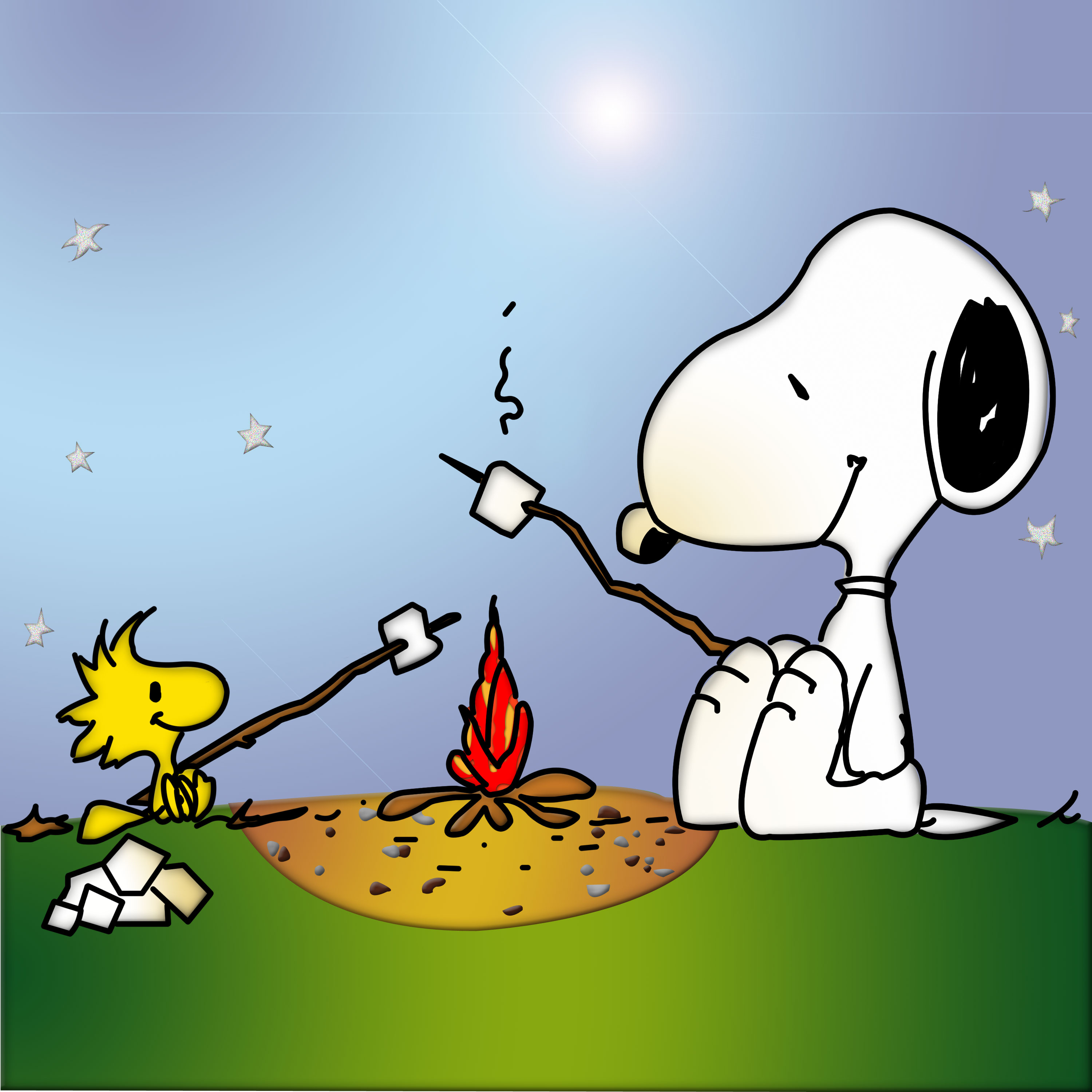 Snoopy Woodstock by the Campfile